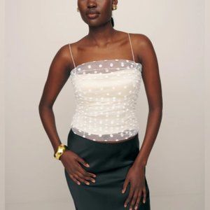NWT Reformation Amber Top in White Polka Dots Sleeveless